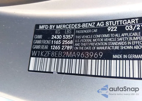 2021 Mercedes-Benz E 350 4Matic from USA, damaged, VIN W1KZF8EB2MA963969
